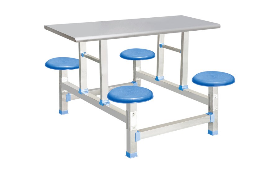 四位不锈钢圆凳（PP）餐桌