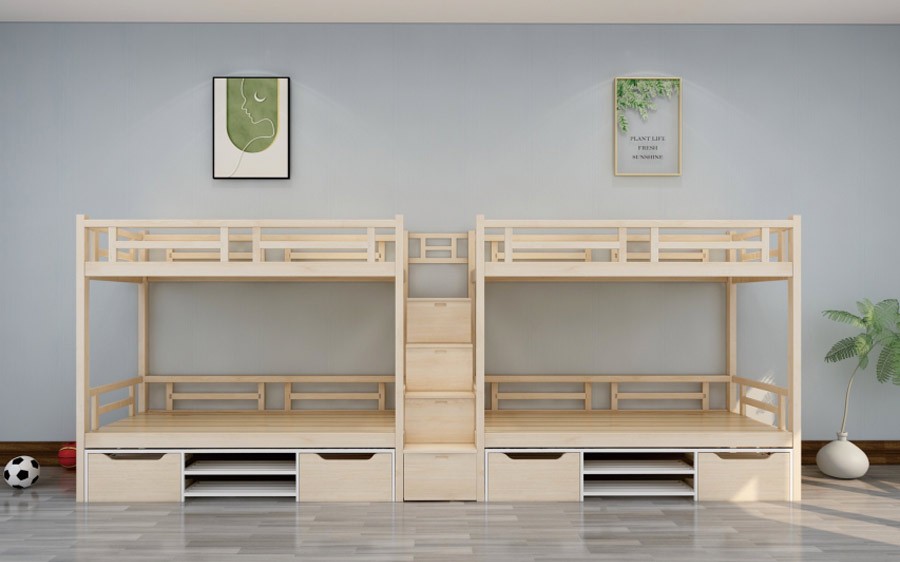 实木二联四人位组合公寓床