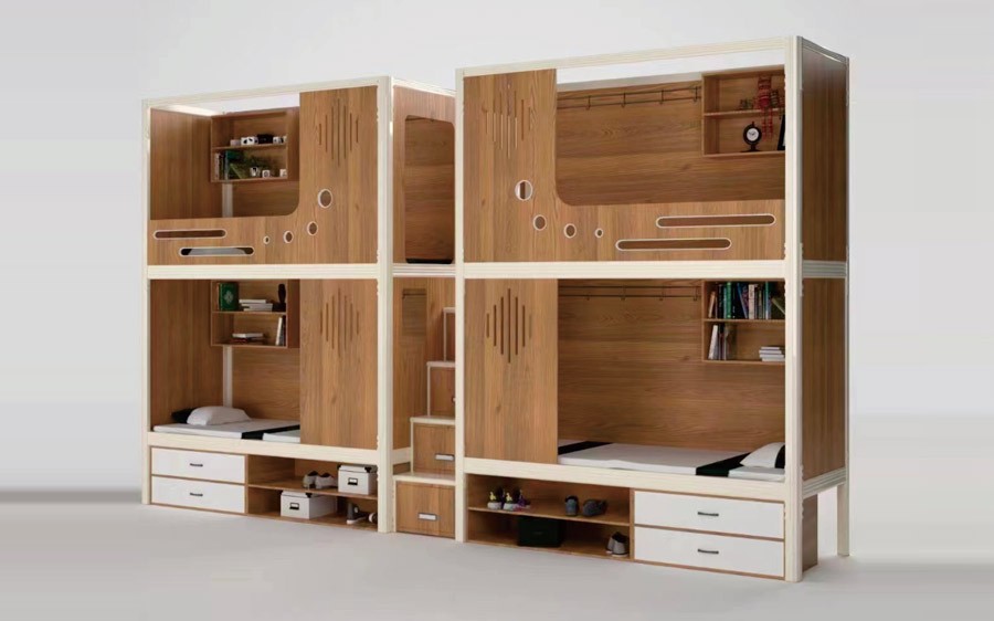 二连体四人位爬梯太空床