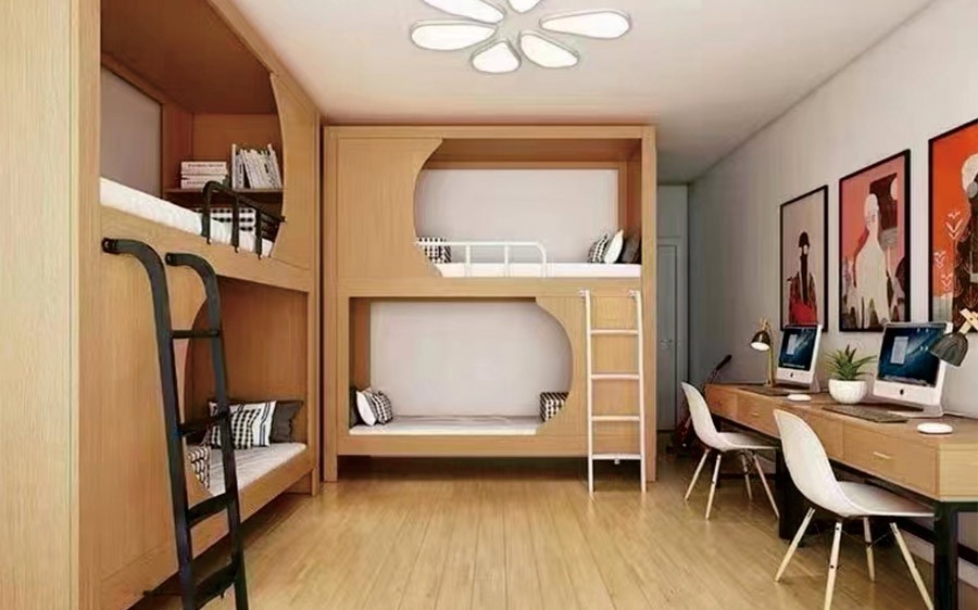 二连体四人位爬梯太空床