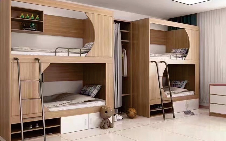 二连体四人位爬梯太空床