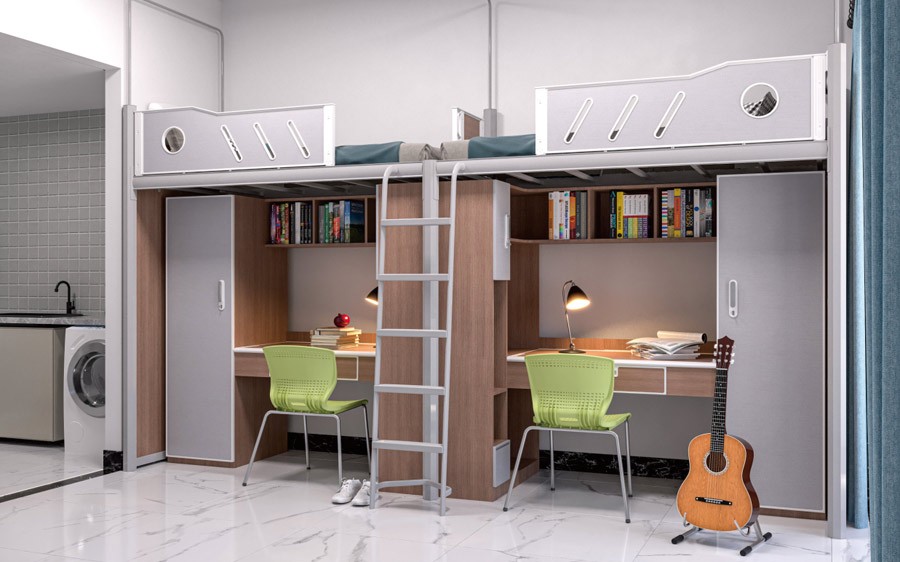 二连体二人位爬梯公寓床