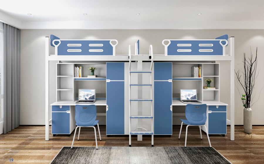 二连体二人位爬梯公寓床